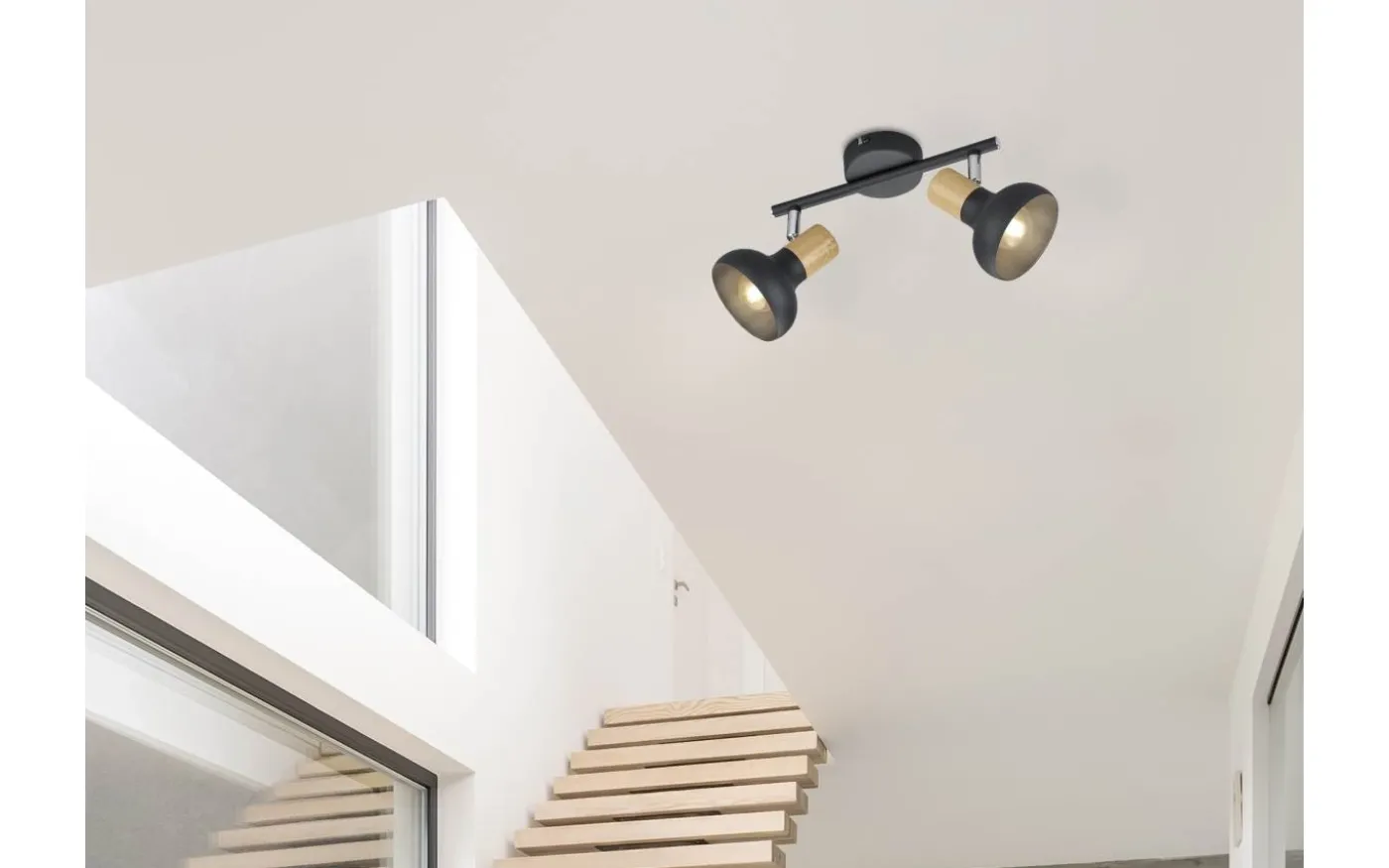 Latika Spotlight 2-delad E14 matt svart/trä