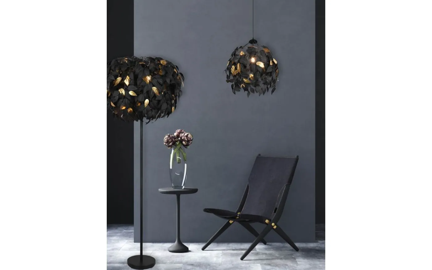 Leavy Golvlampa 3xE14 mattsvart