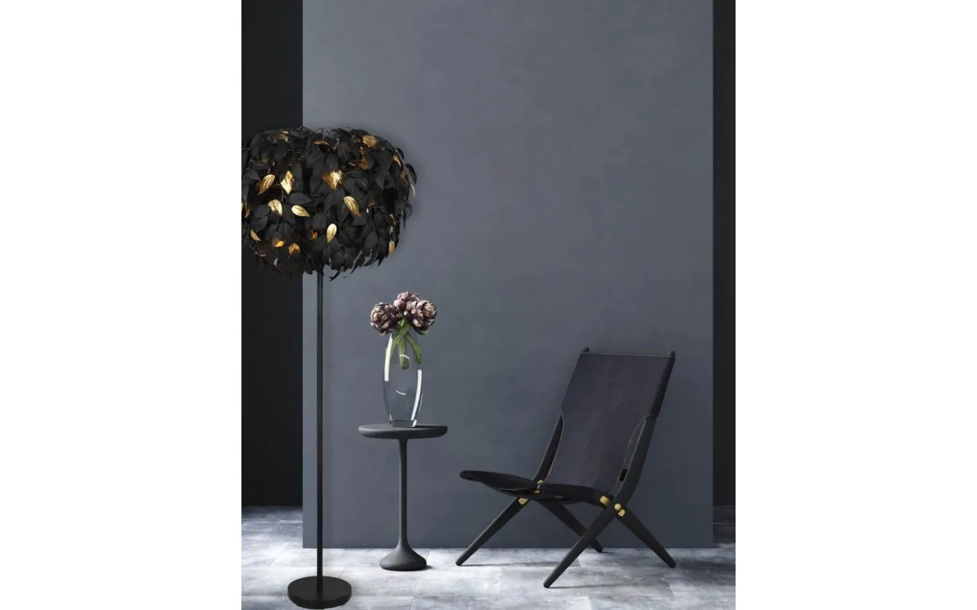 Leavy Golvlampa 3xE14 mattsvart