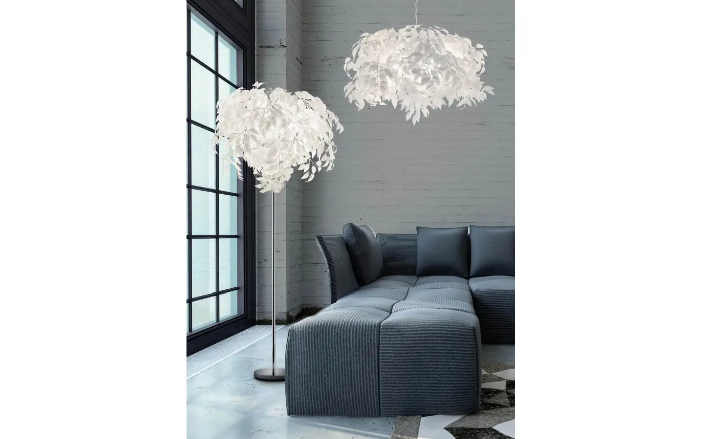 Leavy Golvlampa 3xE14 vit