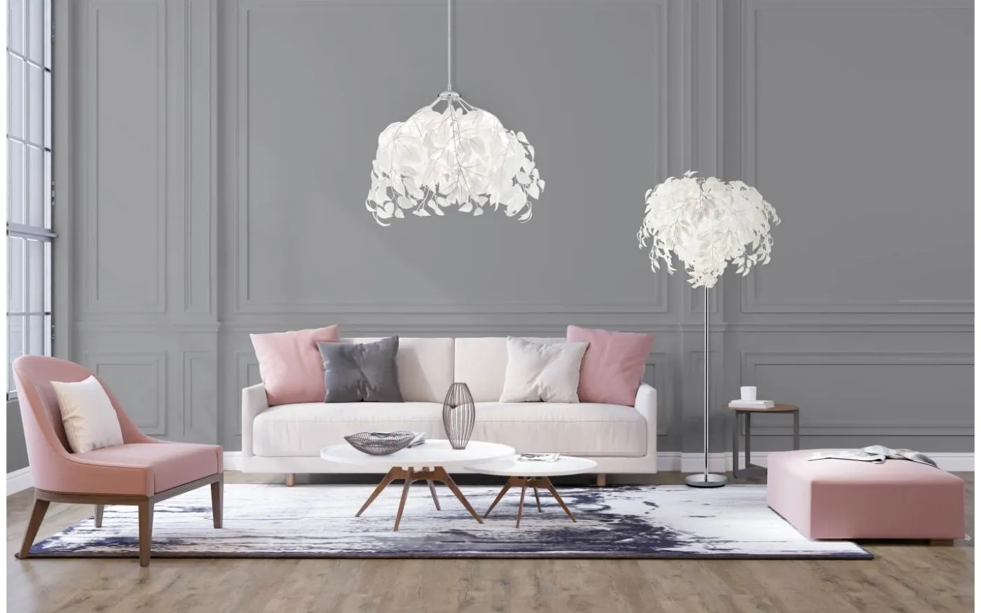 Leavy Golvlampa 3xE14 vit