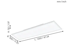 LED Plafond 120cm LED 2700-6500K 30W med Fjärrkontroll Vit