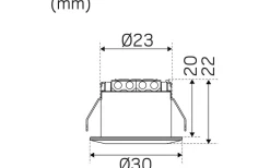 LED-Spot för fönstersmygar 30mm, 3000K 60lm 1,3W 350mA BS