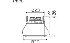 LED-Spot för fönstersmygar 30mm, 2700K 60lm 1,3W 350mA Svart