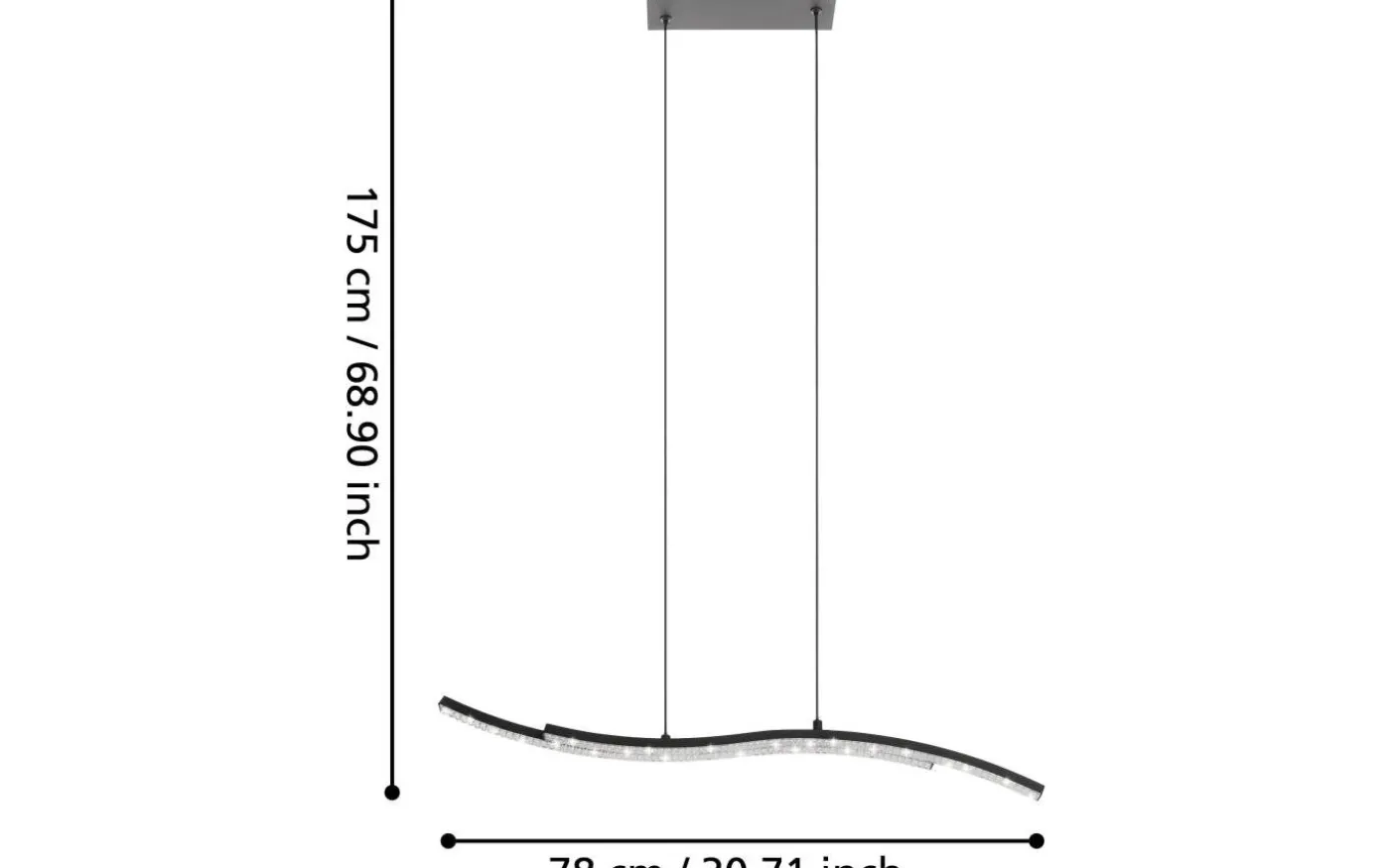Lejias Takplampa 78cm LED 3000K 21,5W Svart