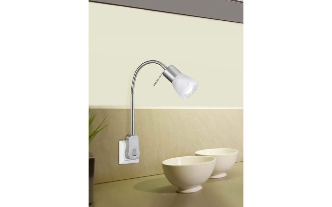 Levisto Spotlight för vägguttag E14 borstad stål