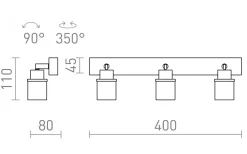 Linn III Takspotlight 40cm Krom/Opal IP44