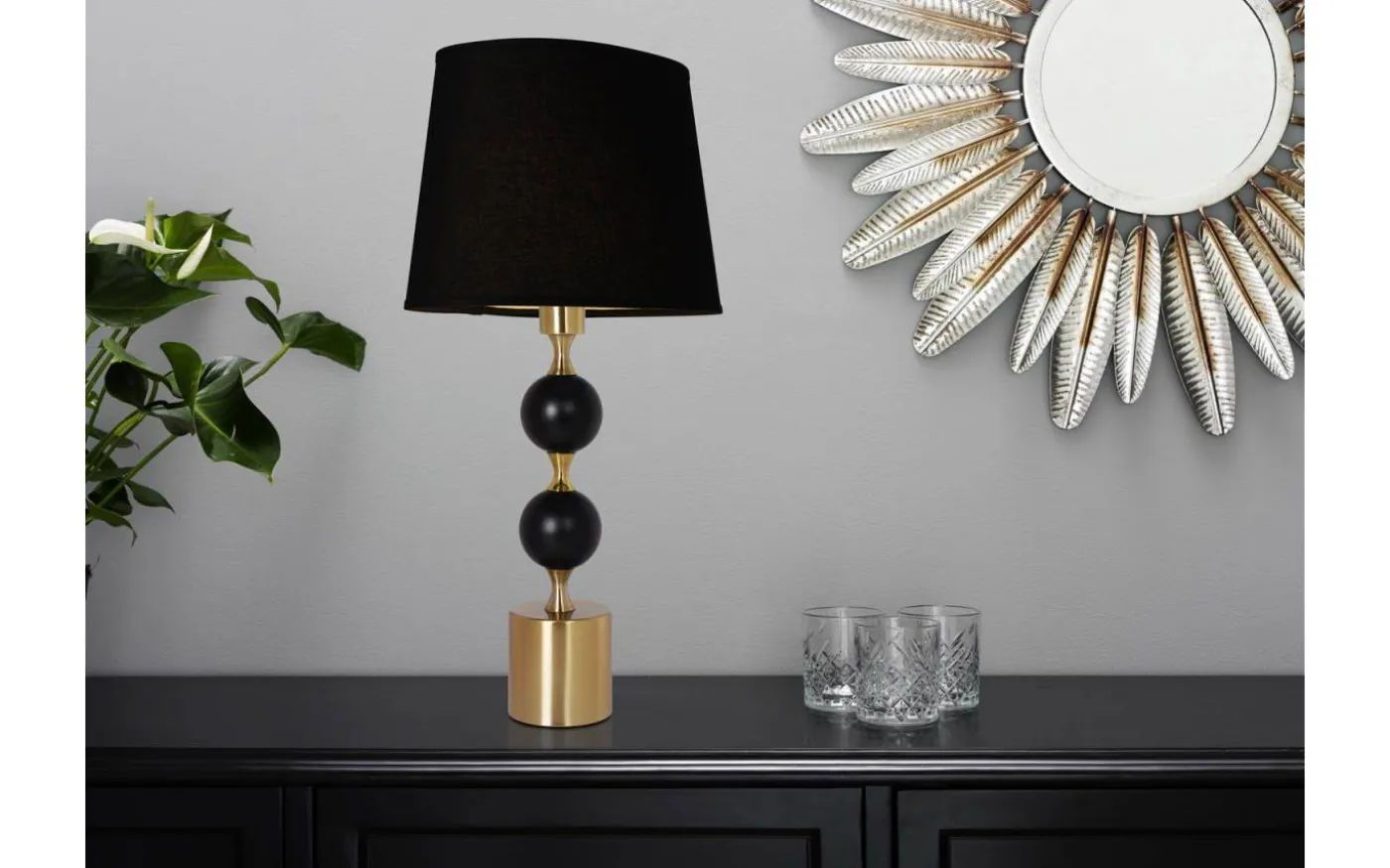 Linne Lampskärm Oval 32cm Svart