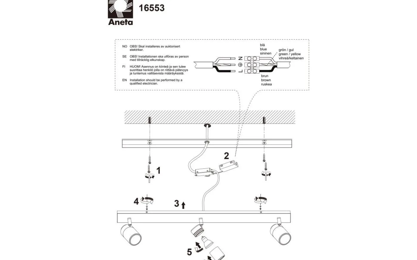 Livorno Takspotlight 65cm Krom IP44