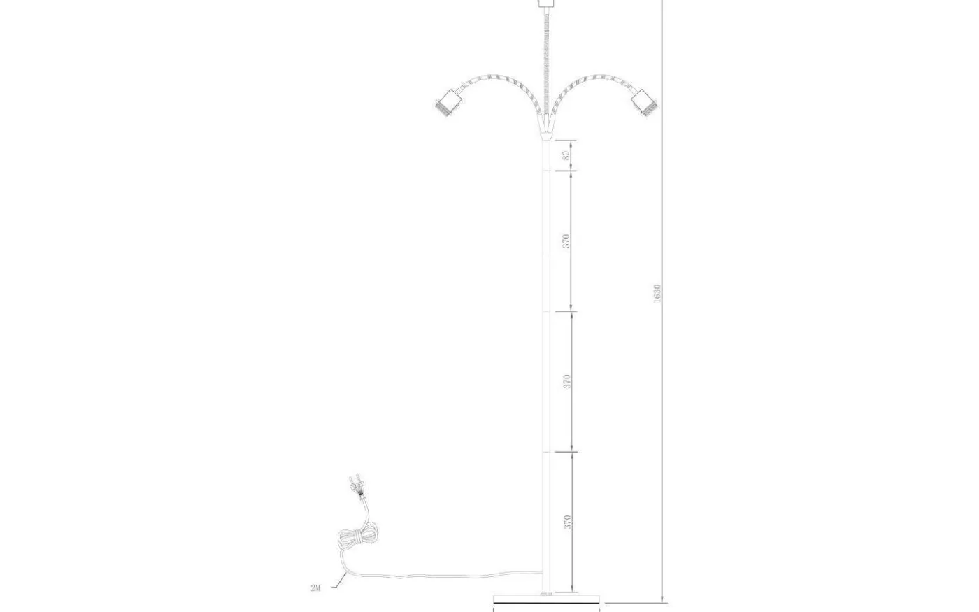Ljusdal Golvfot 140cm 3L Svart/Matt Mässing Ex. Lampskärmar