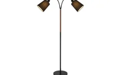 Ljusdal Golvlampa 140cm 2L Svart/Valnöt Ink. Lampskärmar