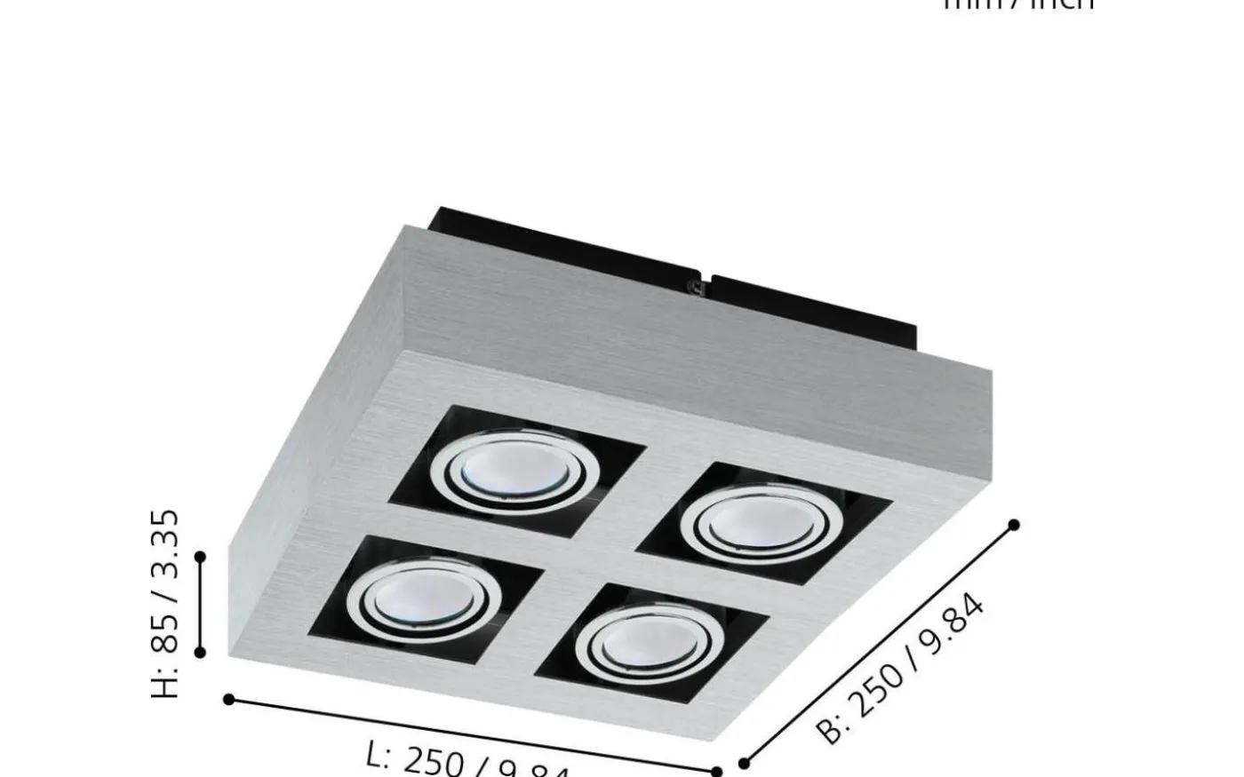 Loke Plafond 25cm LED Borstad Aluminium