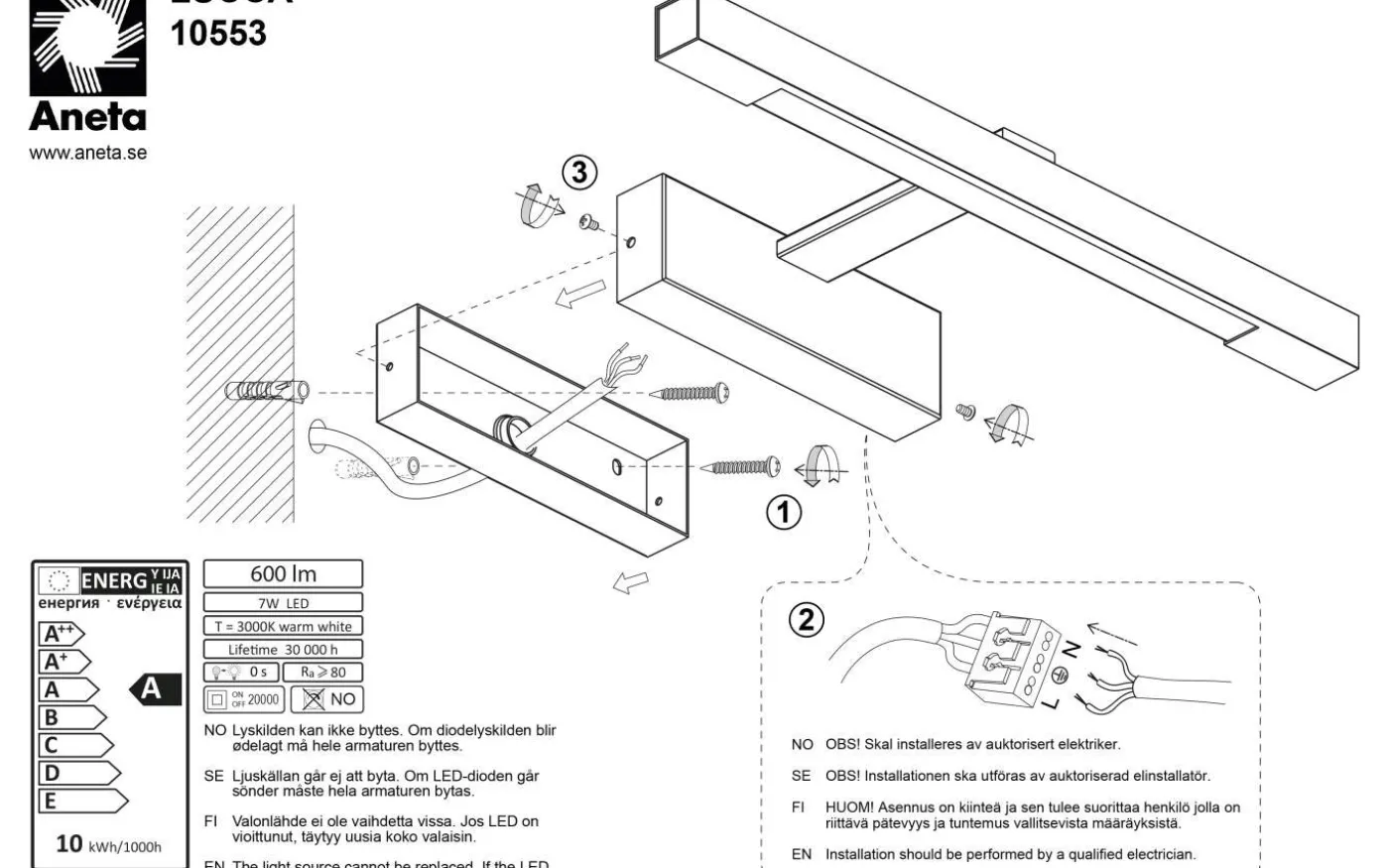 Lucca Spegellampa 25cm LED 7W 3000K Krom IP44