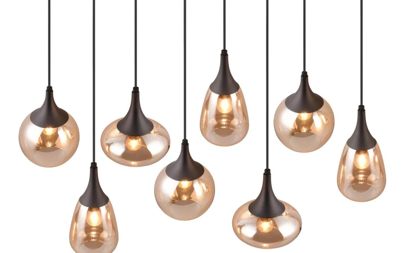 Lumina Takpendel 8-delad E14 matt svart/bärnsten