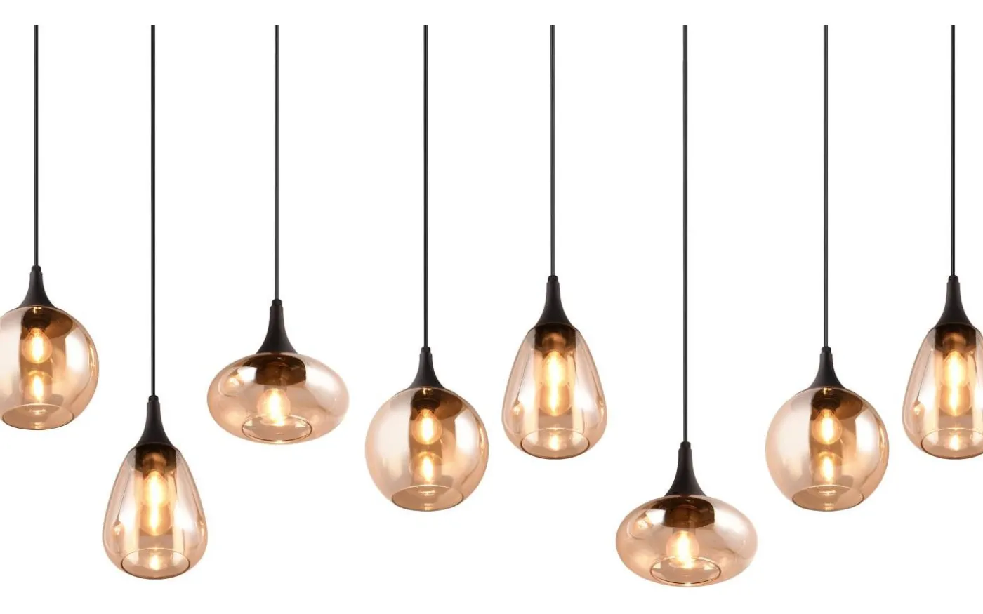 Lumina Takpendel 8-delad E14 matt svart/bärnsten