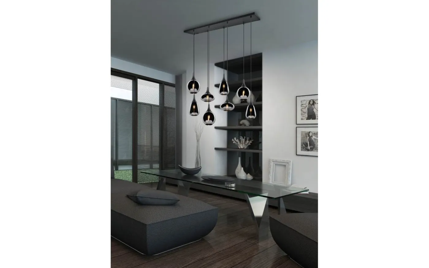 Lumina Takpendel 8-delad E14 mattsvart