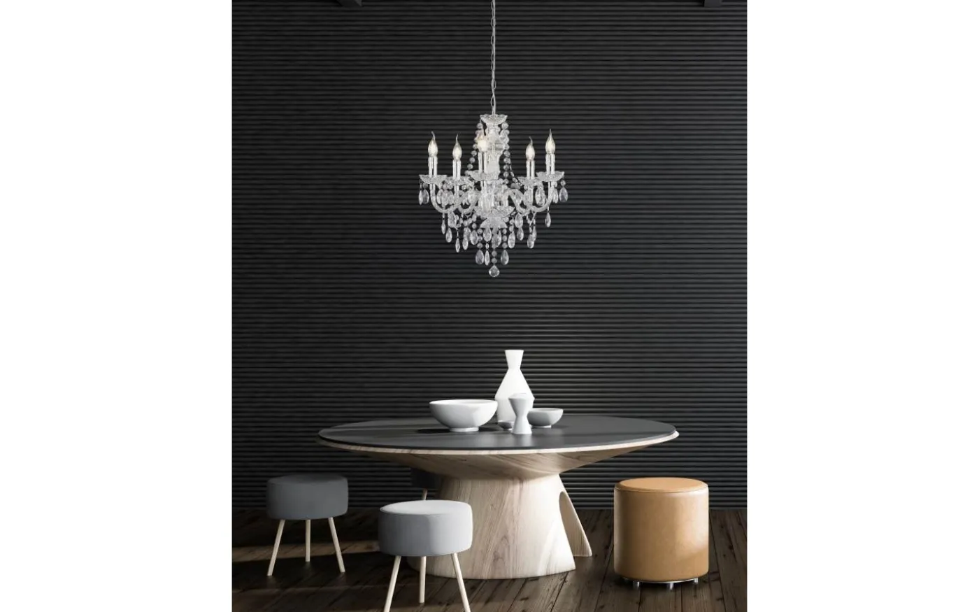 Luster Kristallkrona 52cm 5-delad E14 transparent