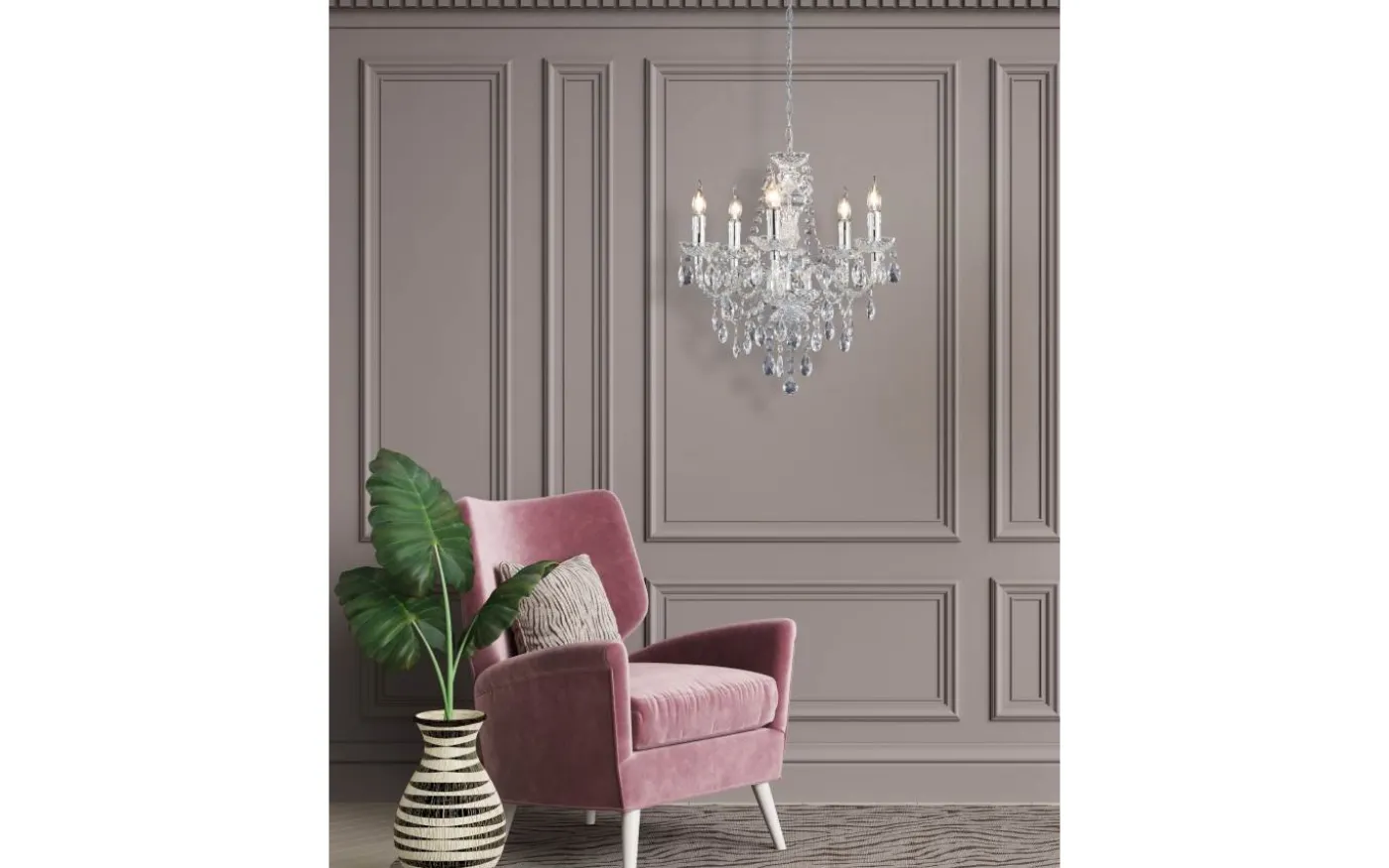 Luster Kristallkrona 52cm 5-delad E14 transparent