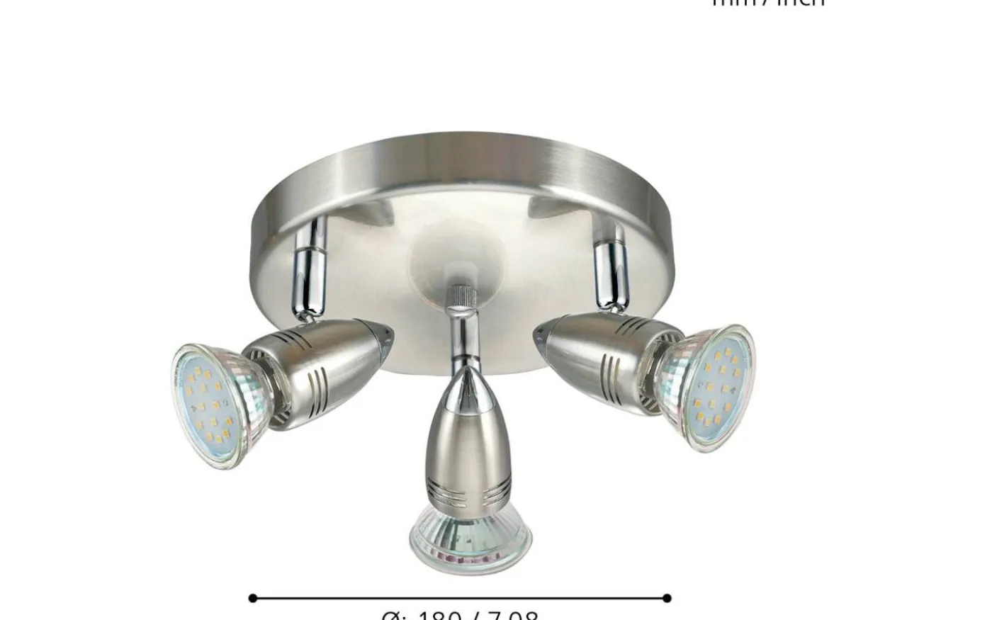 Magnum Takspotlight 18cm GU10 LED 3000K 3x2,8W Nickel