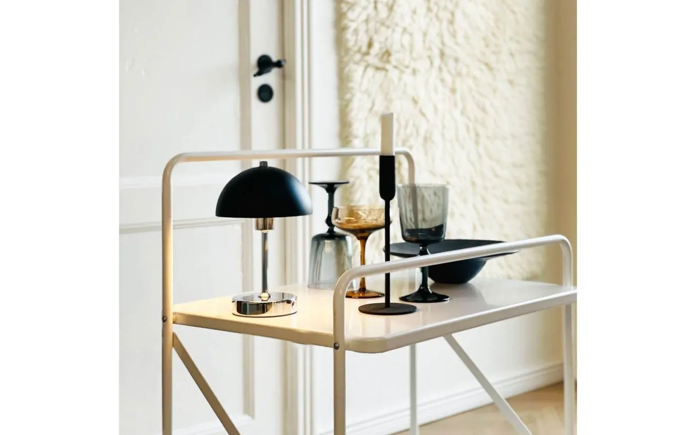 Malmø Uppladdningsbar Bordslampa 23cm LED 3000K 1W Svart/Krom