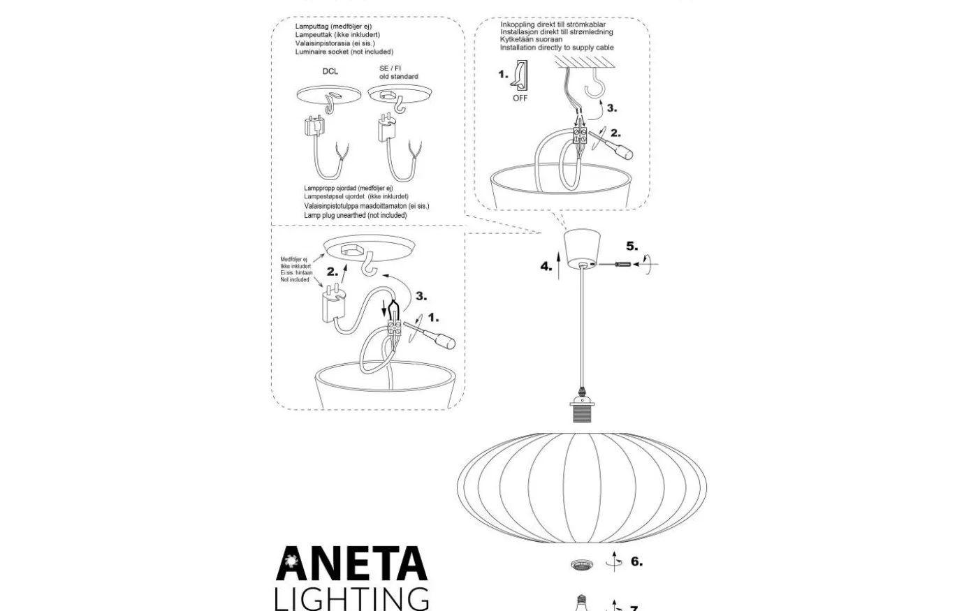 Mamsell Taklampa 55cm Varmgrå