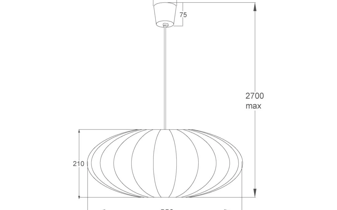 Mamsell Taklampa 55cm Varmgrå