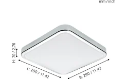 Manilva Plafond 29cm LED 3000K 14,4W Krom IP44