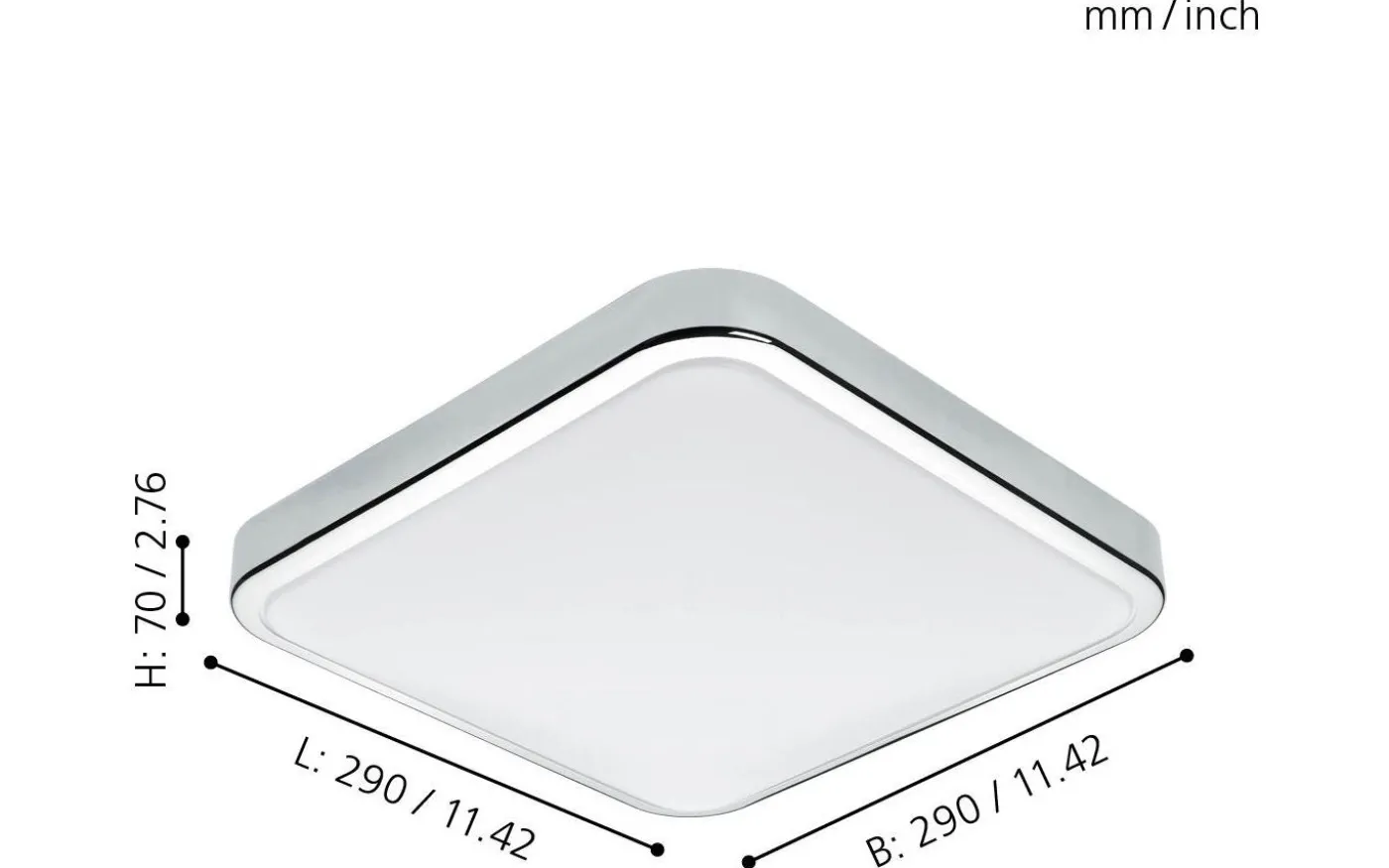 Manilva Plafond 29cm LED 3000K 14,4W Krom IP44
