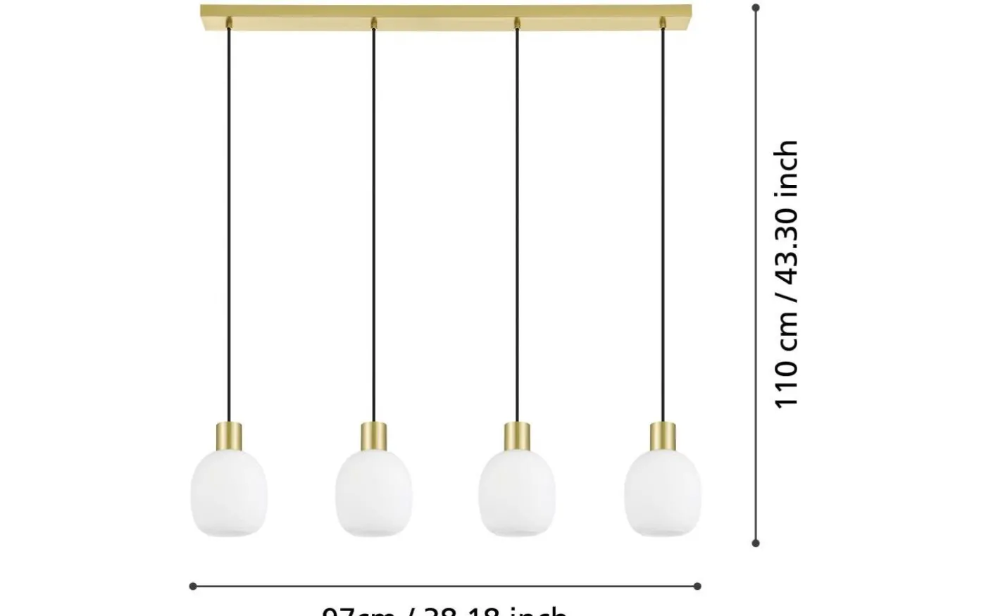 Manzanares Taklampa 97cm Borstad Mässing