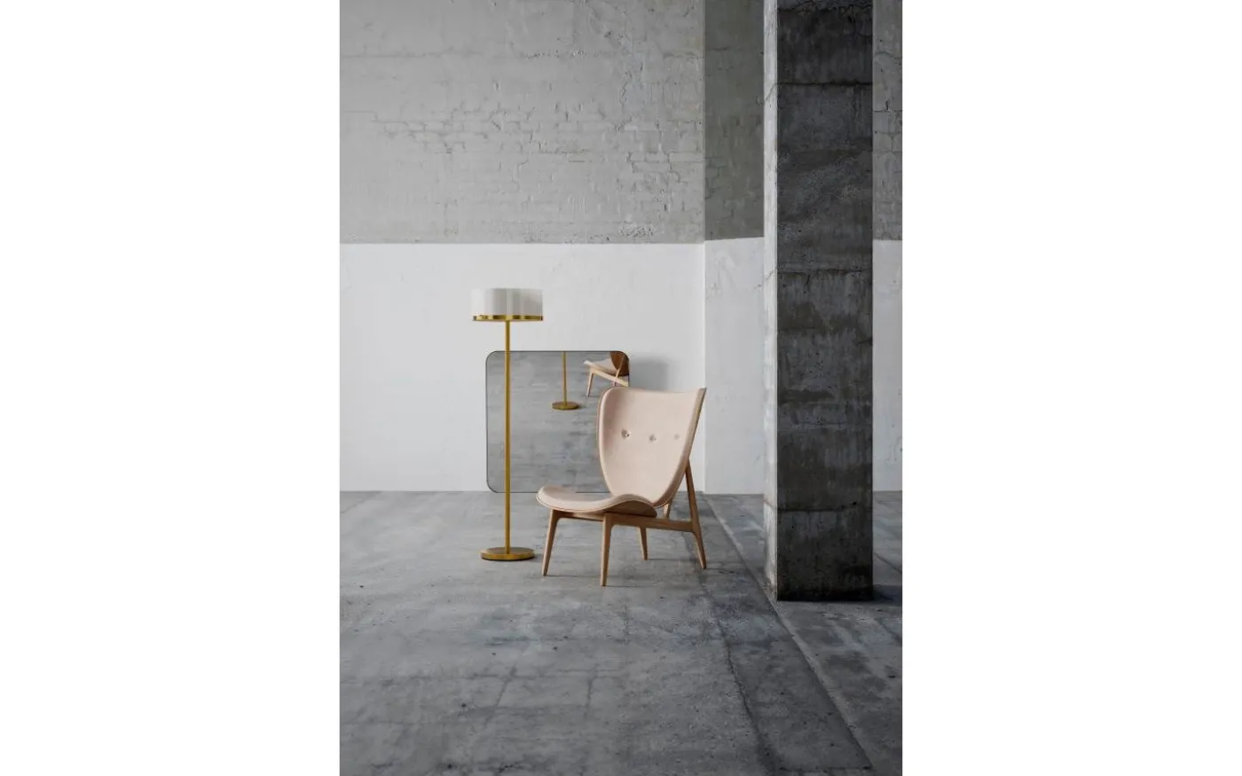 Marcel Golvlampa 150cm Mässing/Vit