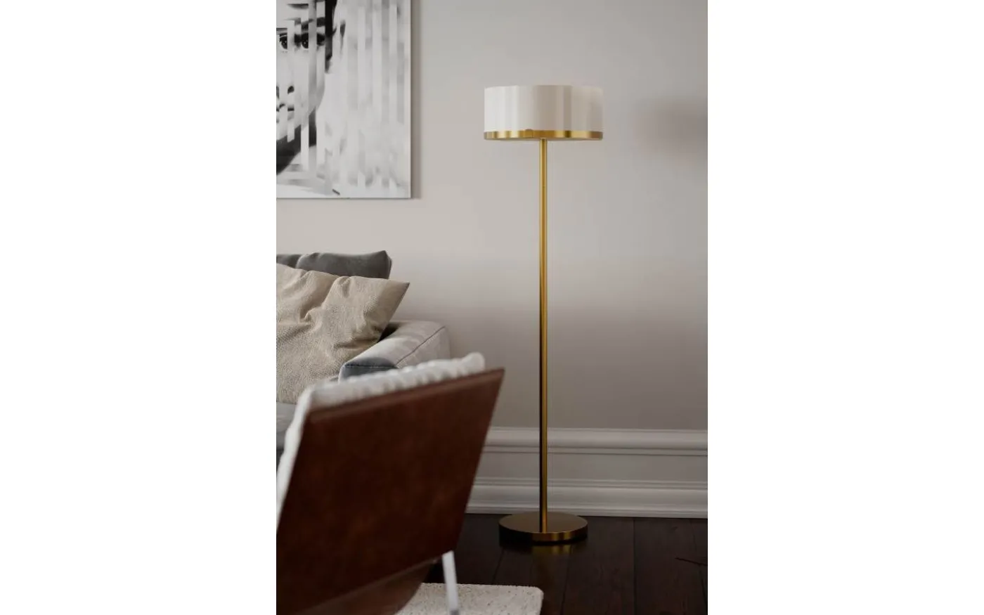 Marcel Golvlampa 150cm Mässing/Vit