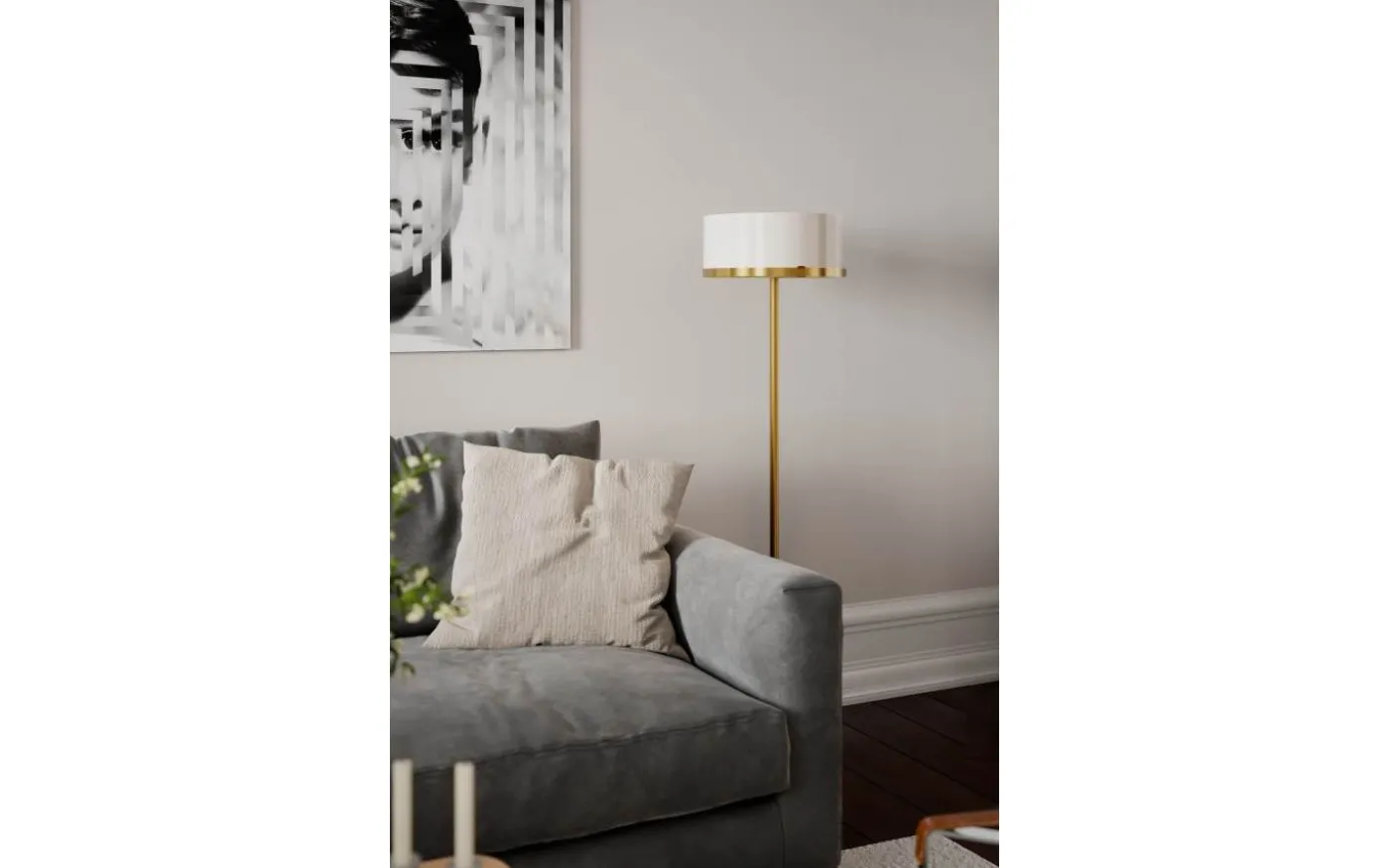 Marcel Golvlampa 150cm Mässing/Vit