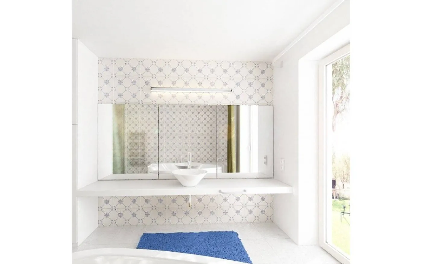 Marina LED Vägglampa Krom 120cm 25W IP44 3000K