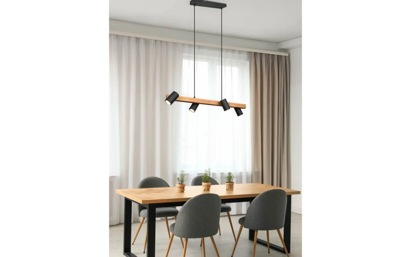 Marley Takpendel 4-delat 80cm GU10 matt svart/trä