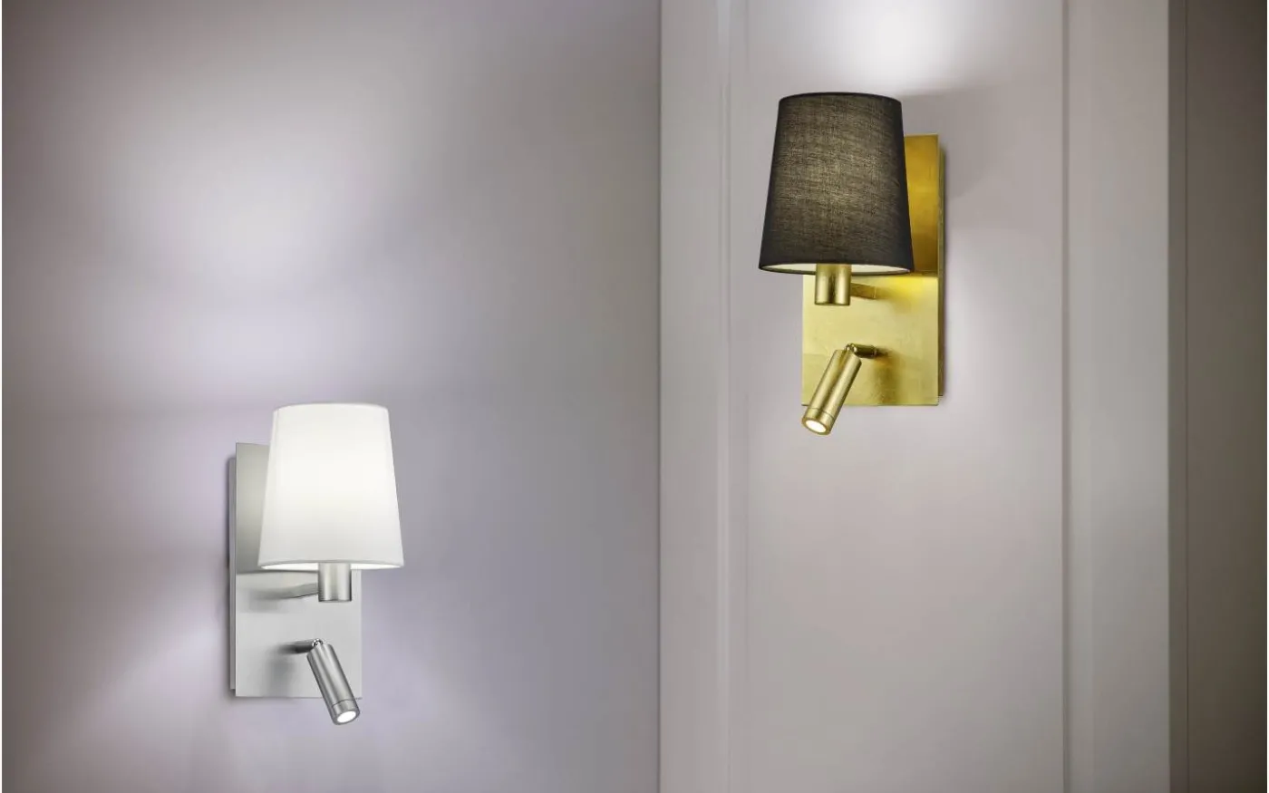 Marriot Vägglampa E27 + LED borstat stål/vit