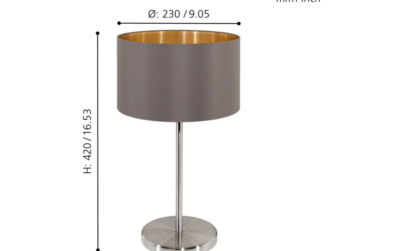 Maserlo Bordslampa 42cm Cappuccino/Guld