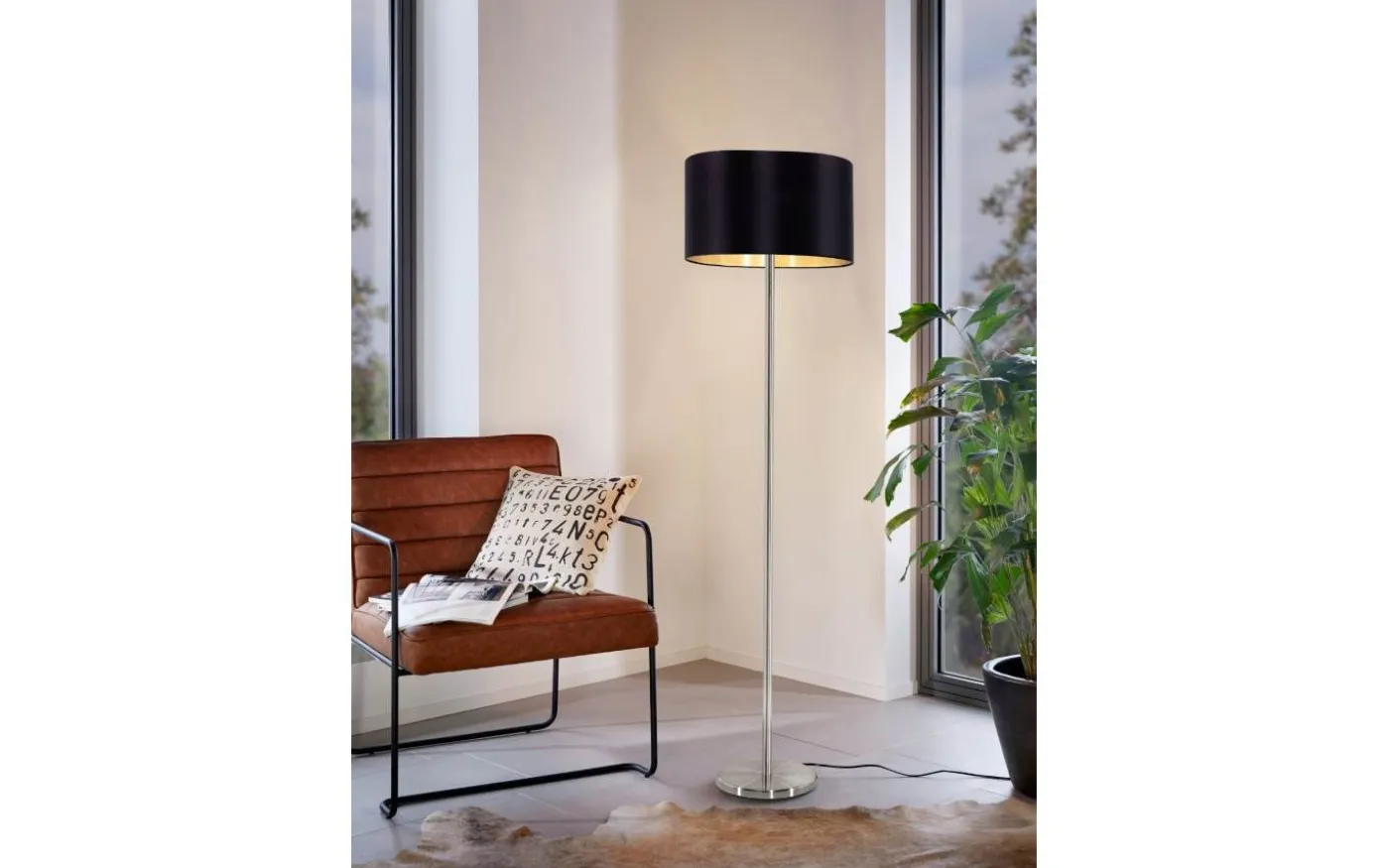 Maserlo Golvlampa 151cm Nickel/Svart