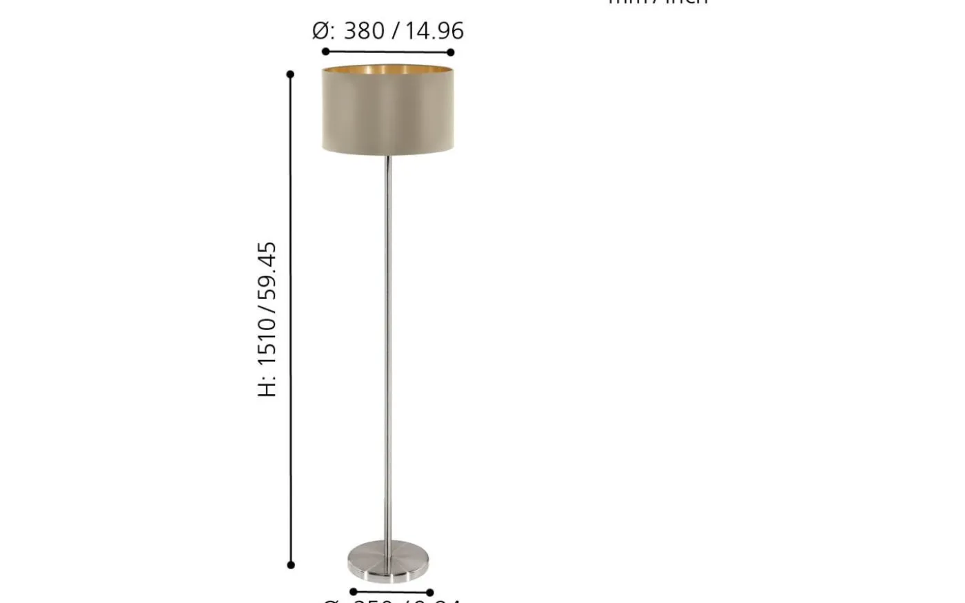 Maserlo Golvlampa 151cm Nickel/Taupe