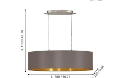 Maserlo Taklampa 78cm Cappuccino/Guld