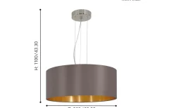 Maserlo Taklampa 53cm Cappuccino/Guld