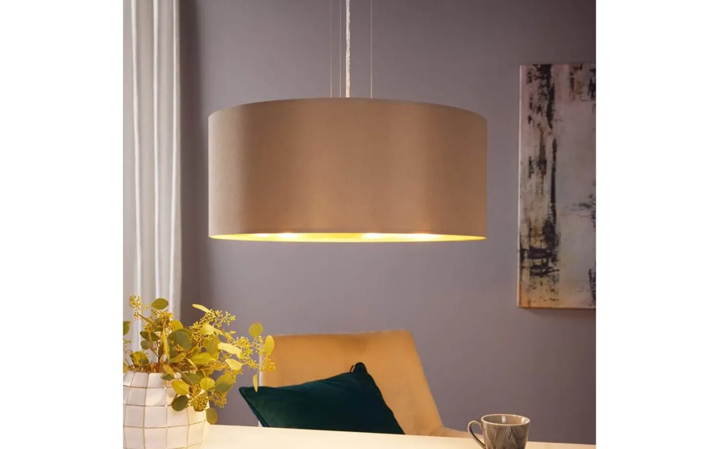 Maserlo Taklampa 53cm Taupe/Guld