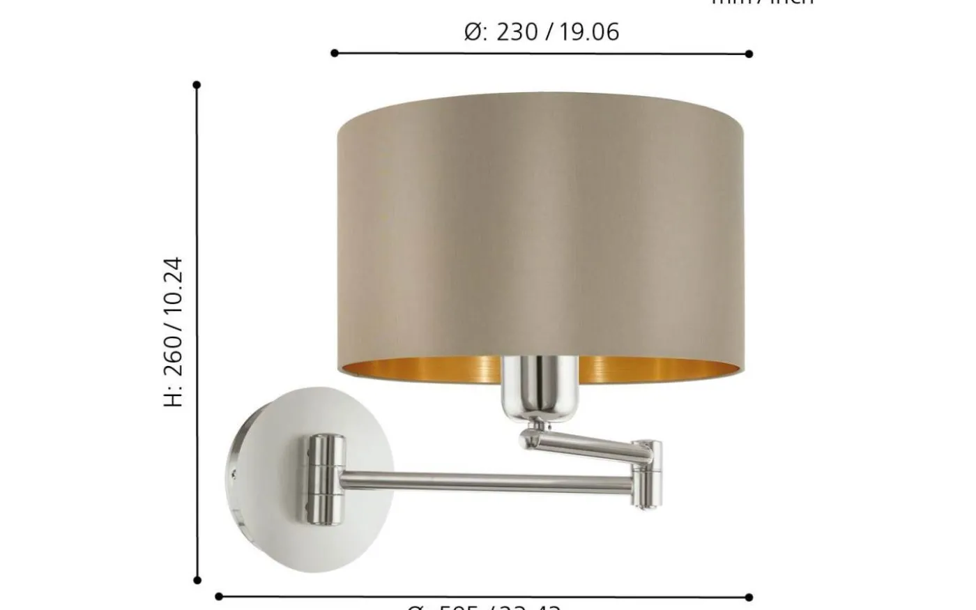 Maserlo Vägglampa Nickel/Taupe