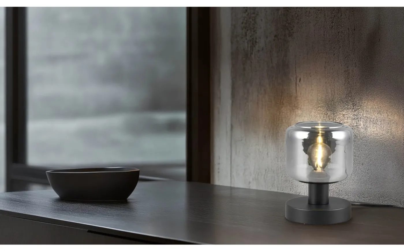 Mataro Bordslampa E14 matt svart/rökfärgad