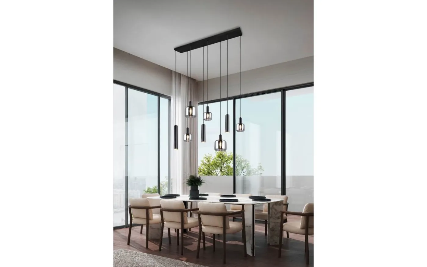 Mataro Takpendel 8-delad mattsvart/förkromad