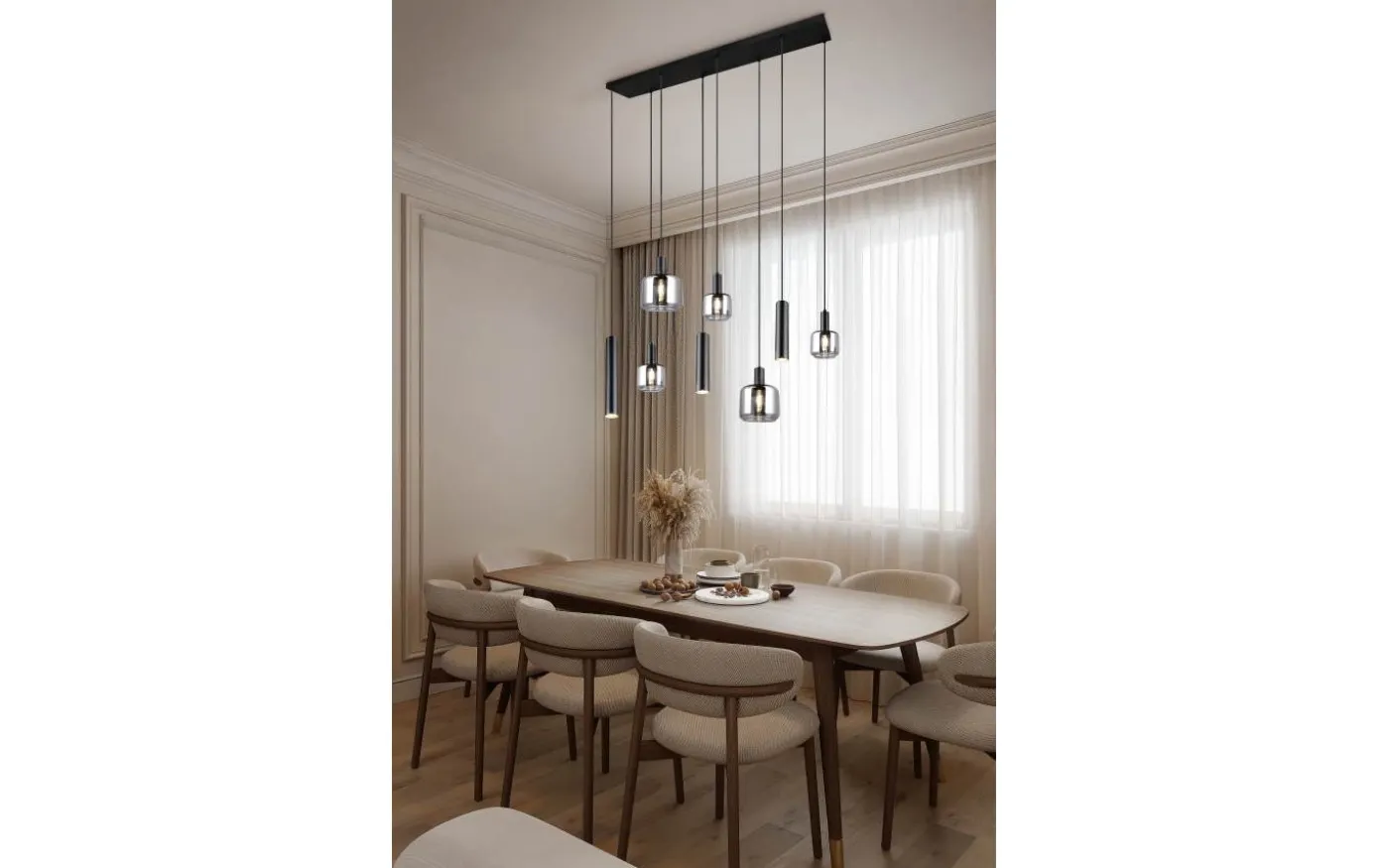 Mataro Takpendel 8-delad mattsvart/förkromad