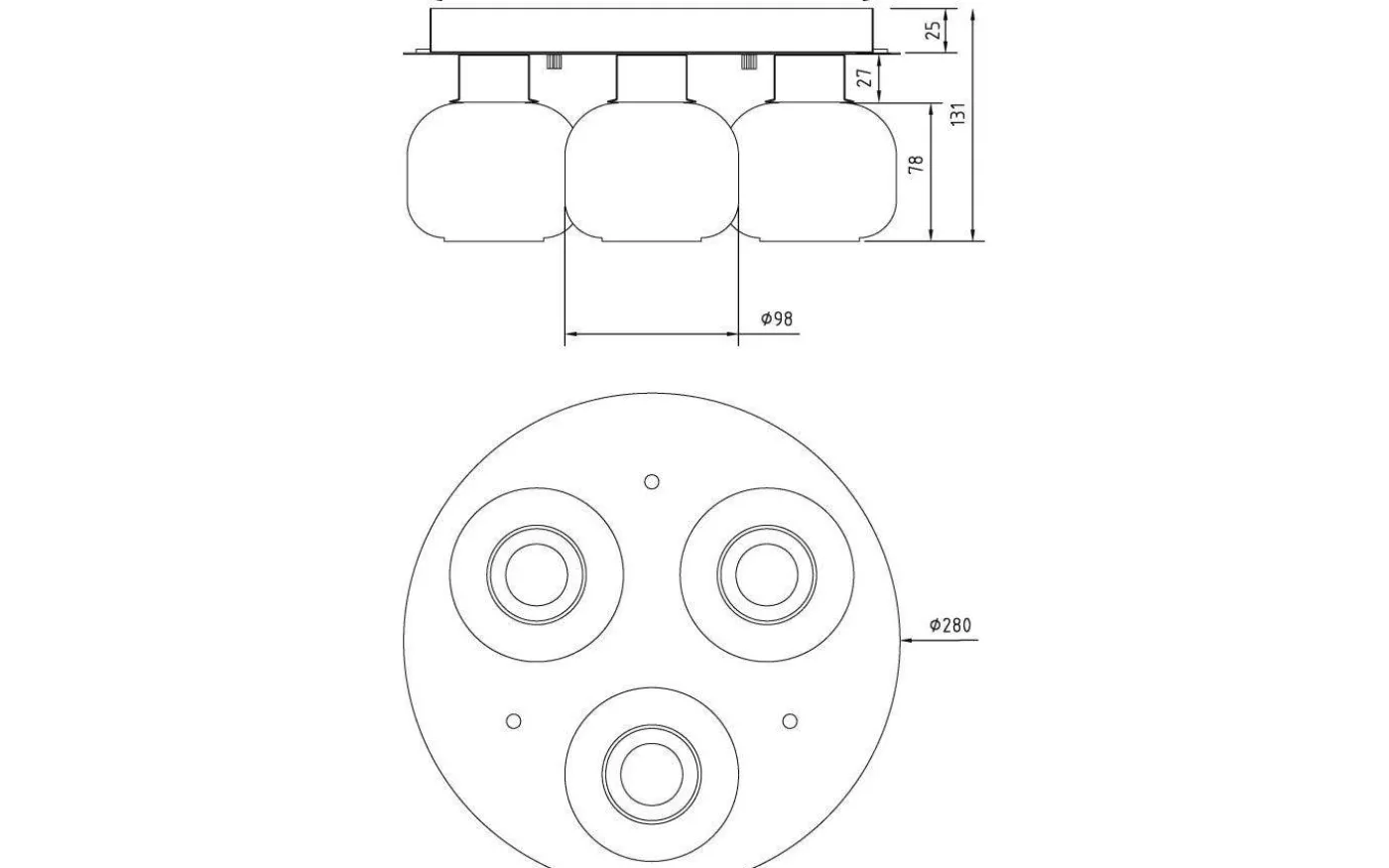 Messina Plafond 28cm Krom/Vit IP44