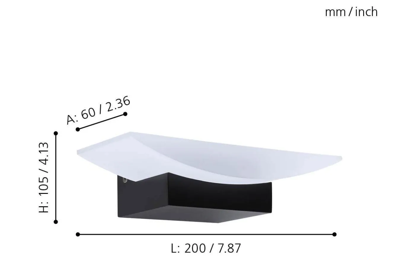 Metrass Vägglampa LED 3000K 5,6W Svart