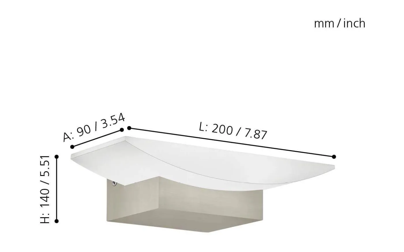 Metrass Vägglampa LED 3000K 5,6W Nickel