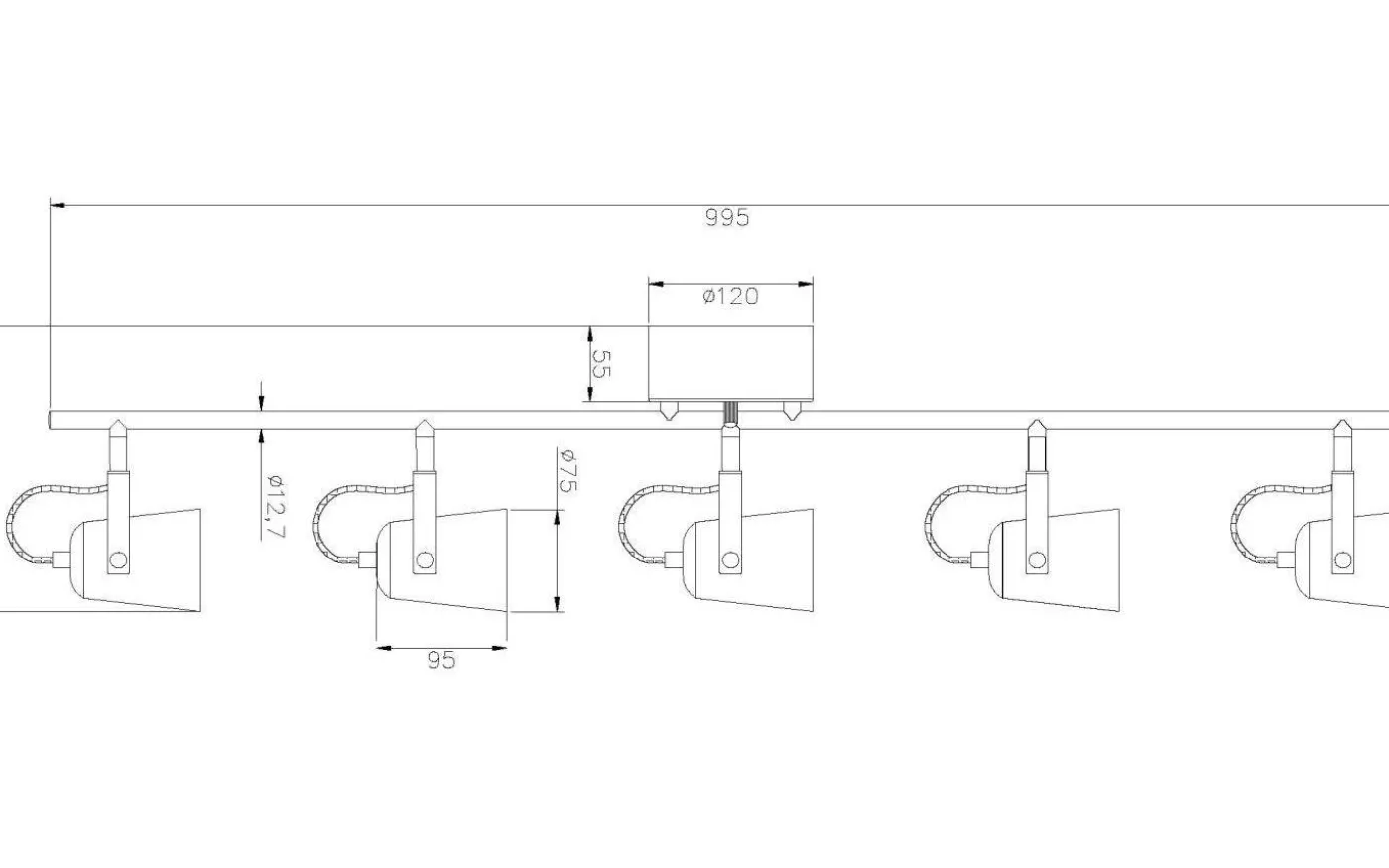 Metz Takspotlight 99cm 5L Vit/Stål