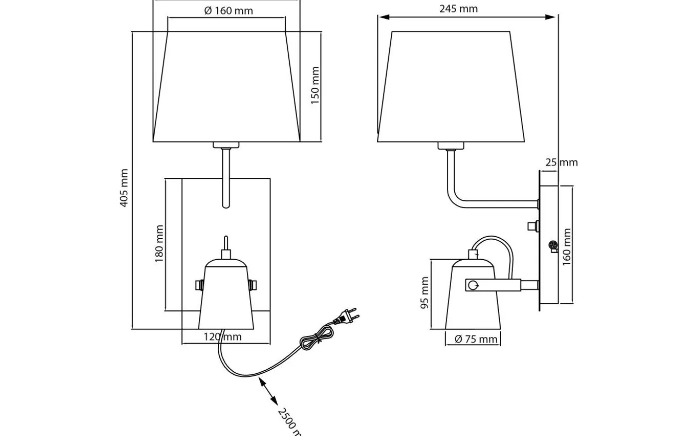 Metz Vägglampa Svart/Matt Mässing